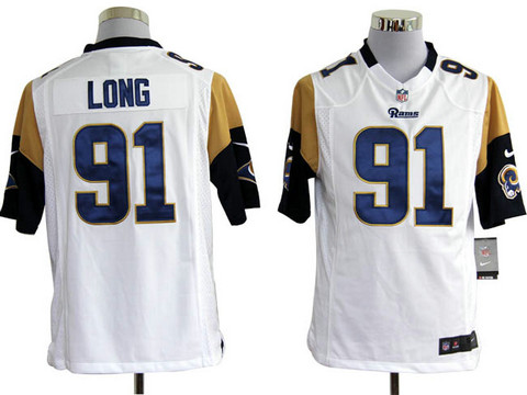 St. Louis Rams Chris Long 91 white Nike Game NFL jerseys